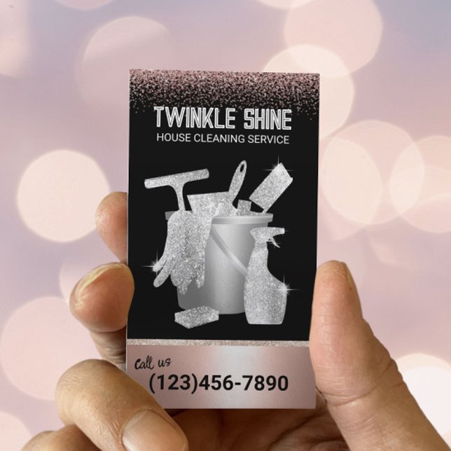 Hemmaid-tjänsten Ro Guld Glitter Visitkort (Skapare uppladdad)