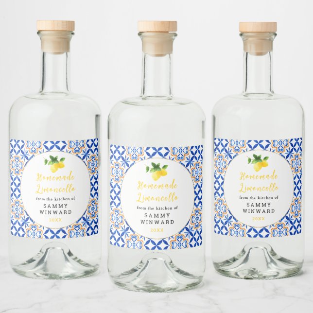 Hemmajord Limoncello-dryck Spritflaskor Etikett (Flaskor)