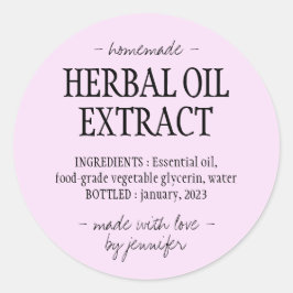 Hemmajordrick Krem rosa Örtolja extrakt Runt Klistermärke