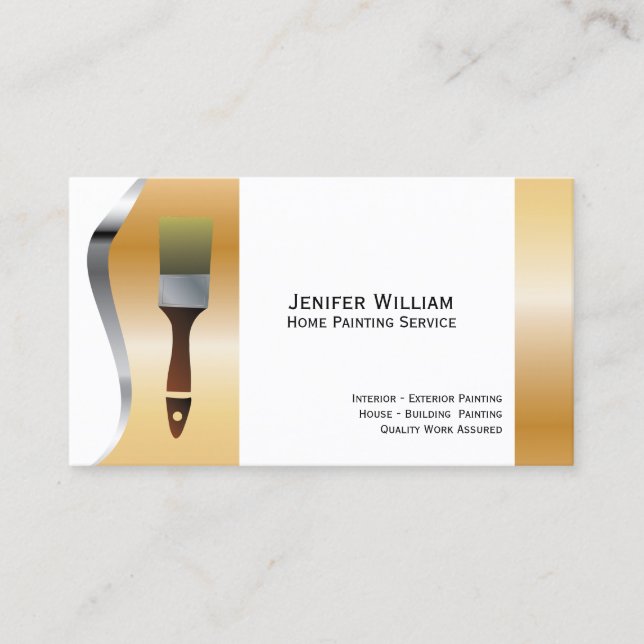 Hemmålningstjänsten Guld rand-penselmålare Visitkort (Framsida)