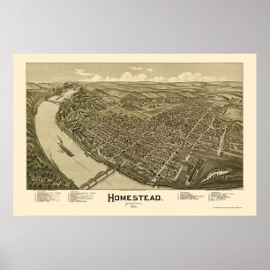 Hemman panorama- karta för PA - 1902 Poster