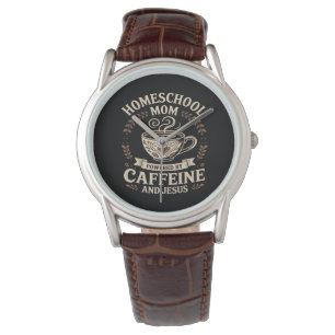 Hemmasittande Mamma Driven av Kaffe och Jesus Armbandsur