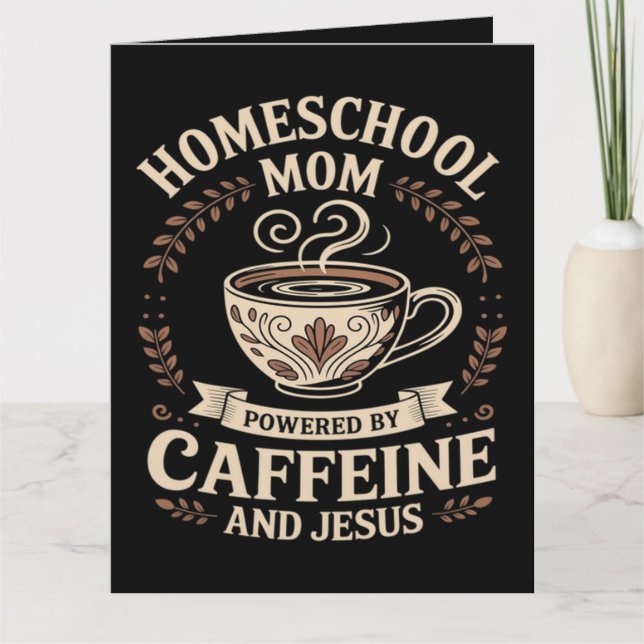 Hemmasittande Mamma Driven av Kaffe och Jesus Kort (Framsida)