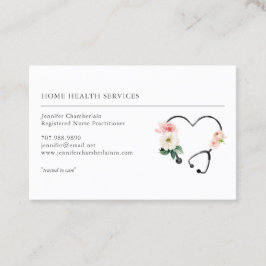Hemmasjuksköterska Blommigt Stethoscope Visitkort