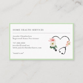 Hemmasjuksköterska Blommigt Stethoscope Visitkort