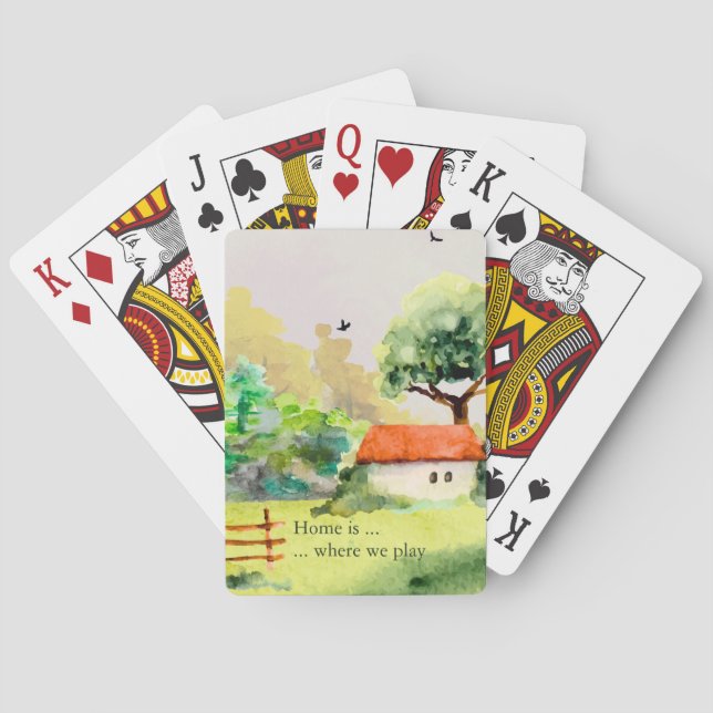 Hemmet är... Akvarell Landsbygd Casinokort (Baksidan)