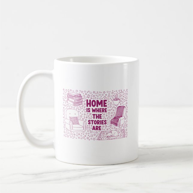 Hemmet är där berättelserna finns kaffemugg (Vänster)