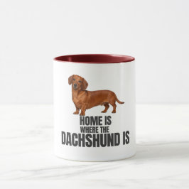 Hemmet är där den röda dachshunden är kaffemuggen mugg
