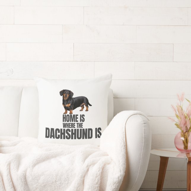 Hemmet är där den svarta och tan Dachshunden är Kudde (Soffa)