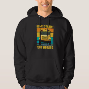 Hemmet är där din skoolie är till för en skoolieäg hoodie