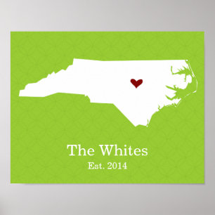 Hemmet är där ditt hjärta är - North Carolina Poster