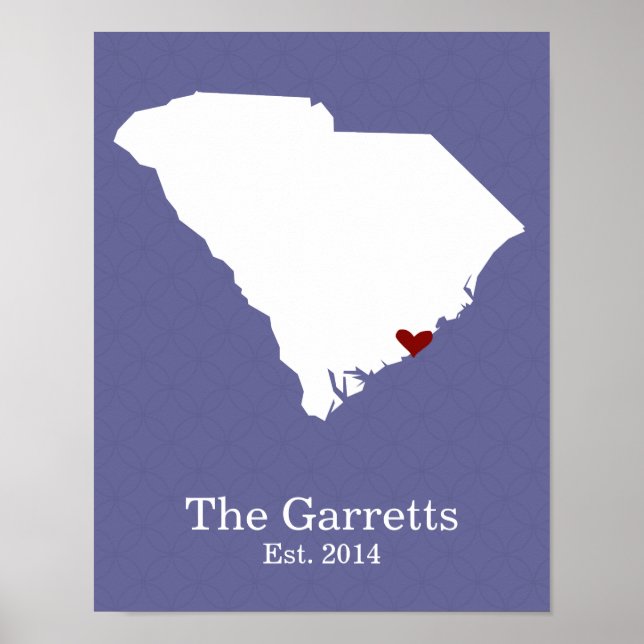 Hemmet är där ditt hjärta är - South Carolina Poster (Framsidan)