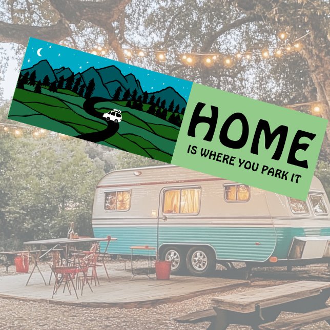 HEMMET ÄR DÄR DU PARKAR IT Vanlife Camping RV Bildekal (HOME IS WHERE YOU PARK IT Vanlife Camping RVing Bumper Sticker
)