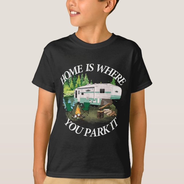 Hemmet är där du parkerar det, campar kameran RV 5 T Shirt (Framsida)
