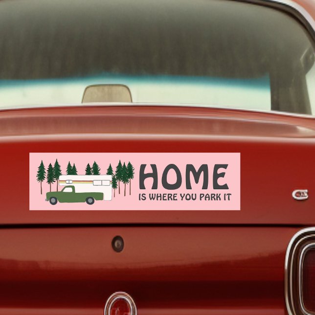 HEMMET ÄR DÄR DU PARKERAR lastbil-kamerans RV Bildekal (HOME IS WHERE YOU PARK IT truck camper RVing Bumper Sticker
)