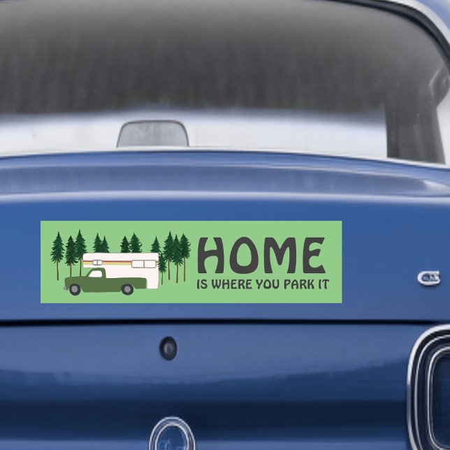 HEMMET ÄR DÄR DU PARKERAR lastbil-kamerans RV Bildekal (HOME IS WHERE YOU PARK IT truck camper RVing Bumper Sticker
)