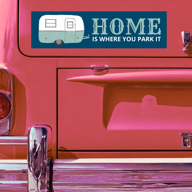 HEMMET ÄR DÄR DU PARLAMENTERAR HALVLJUS RV BILDEKAL (HOME IS WHERE YOU PARK IT trailer camper RVing Bumper Sticker
)