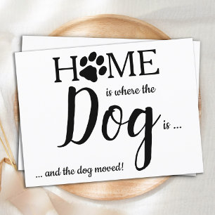Hemmet är där Hund är Ny adress Hund och Vykort