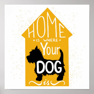 Hemmet är där Hund är Poster