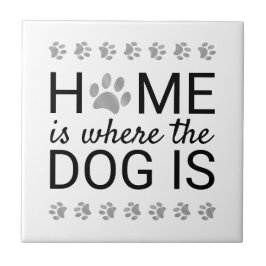 Hemmet är där Hund är Silver Foil Tass avtryck Kakelplatta
