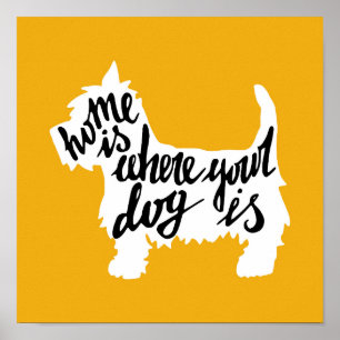 Hemmet är där Hund finns Poster
