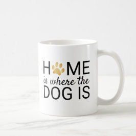 Hemmet är där hunden är Guld Folie Tassavtryck Kaffemugg