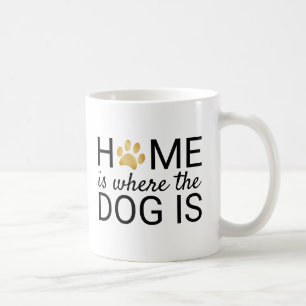 Hemmet är där hunden är Guld Folie Tassavtryck Kaffemugg