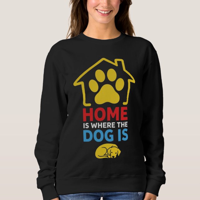 Hemmet är där hunden är t shirt (Framsida)