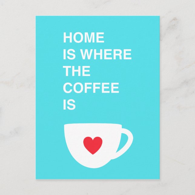 Hemmet är där kaffet är vykort (Framsida)