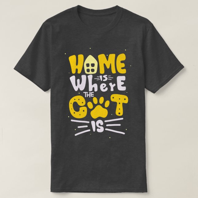 Hemmet är där Kat är Älskare-Roligtens Kattdjur-ci T Shirt (Design framsida)