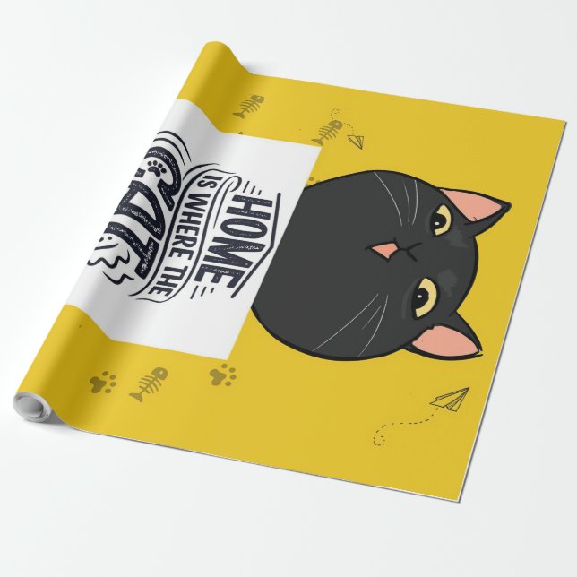 Hemmet är där katten är | Bästa kattägare Presentpapper (Utrullad)
