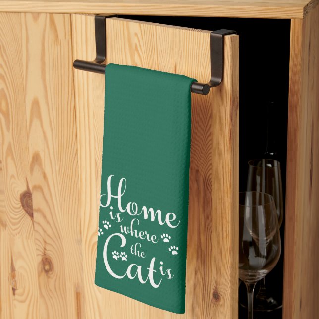 Hemmet är där Katten är liten Tassar Kökshandduk (Thirds Fold)