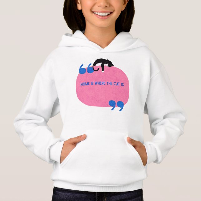 Hemmet är där katten är | Mysigt Cat Lover Hoodie T Shirt (Framsida)