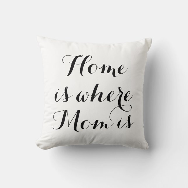Hemmet är där Mamma är Pillow i Black & White Kudde (Framsida)