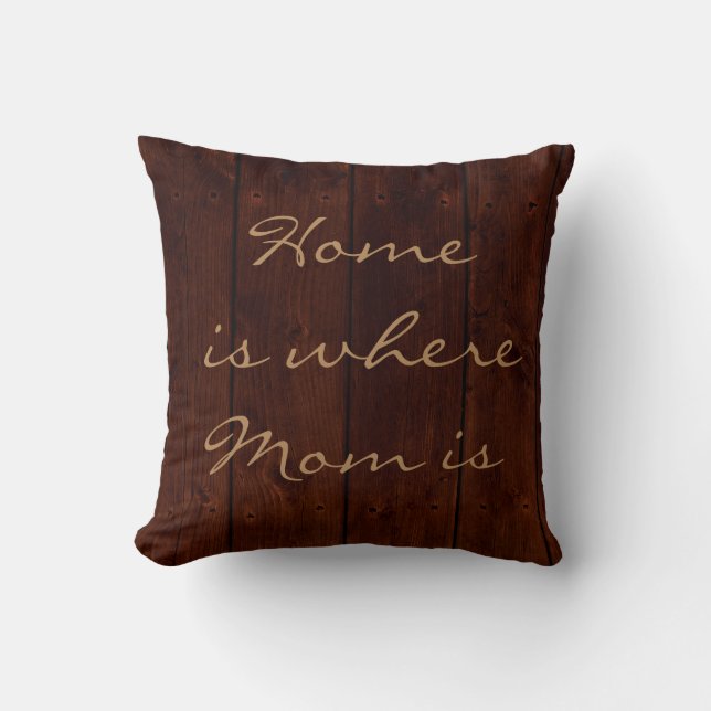 Hemmet är där Mamma är Pillow på Mörk Barn Board Kudde (Framsida)