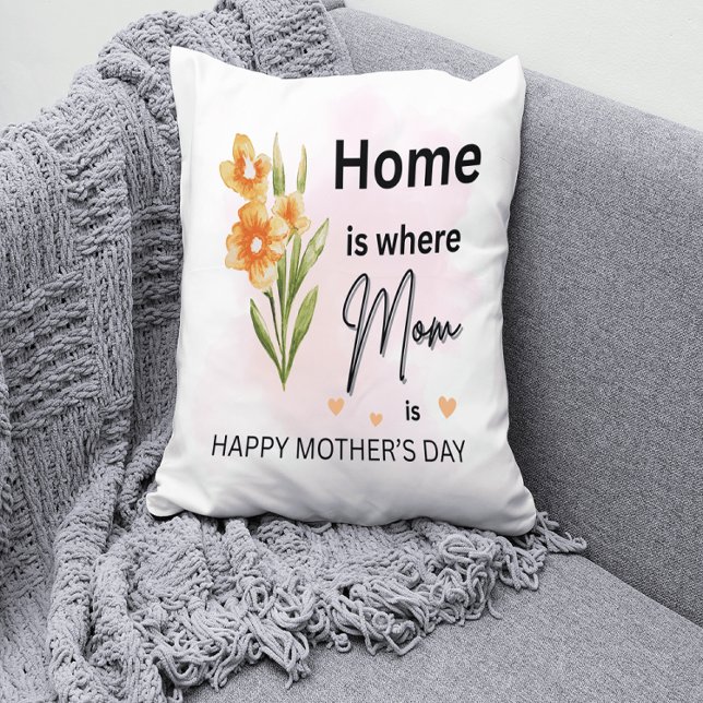 Hemmet är där Mamma ligger - Blommigtens Mor dag Kudde (Home is where Mom is. Wishing a beautiful Mother’s Day to the heart of our home!)