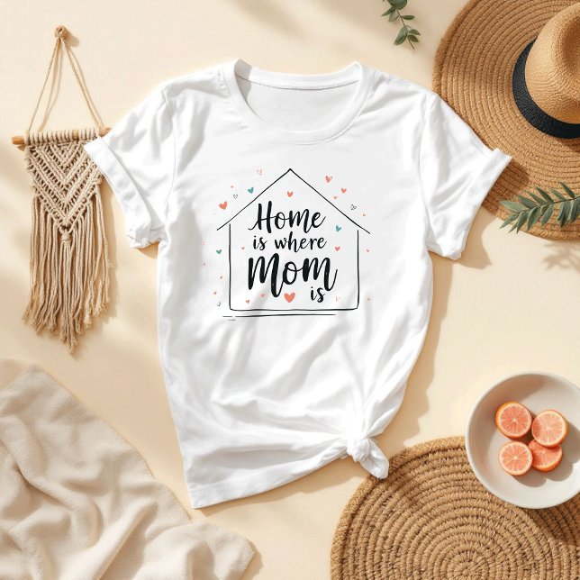 Hemmet är där Mamma ligger | Cute Minimalist Mamma T Shirt (Skapare uppladdad)