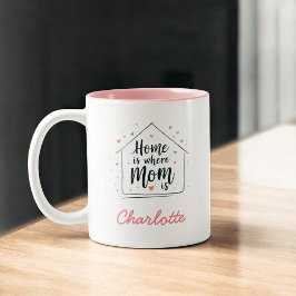 Hemmet är där Mamma ligger | Cute Minimalist Mamma Två-Tonad Mugg