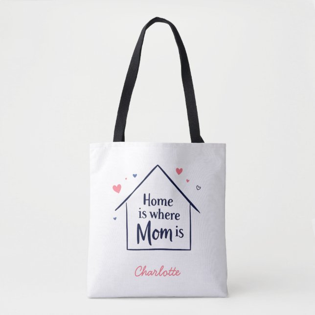 Hemmet är där Mamma ligger | Minimalistisk Mamma K Tygkasse (Framsida)
