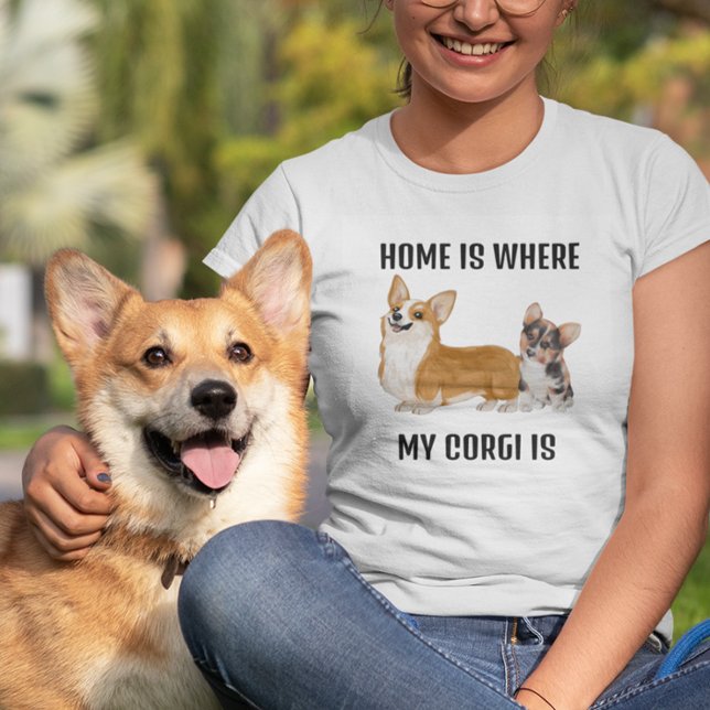 Hemmet är där min Corgi är Hund T Shirt (Skapare uppladdad)