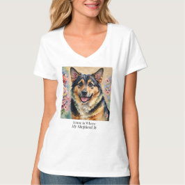Hemmet är där min herde är Kvinnors V-ringad T Shirt