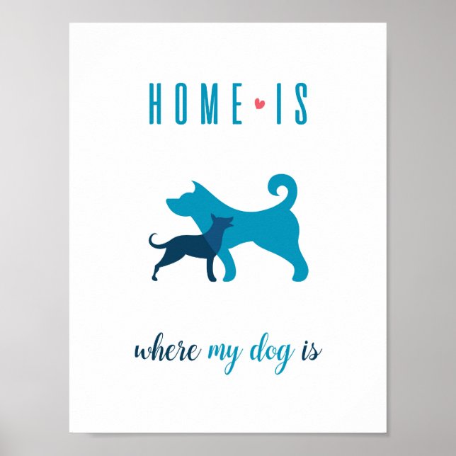 Hemmet är där min hund Poster Wall Art (Framsidan)