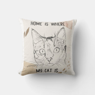 Hemmet är där min katt är, hemma är där katte kudde
