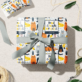 Hemmet är där min katt är Mönster Monogrammed Namn Presentpapper