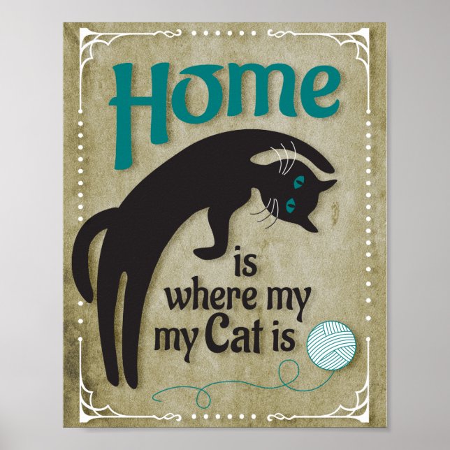 Hemmet är där min katt är poster (Framsidan)