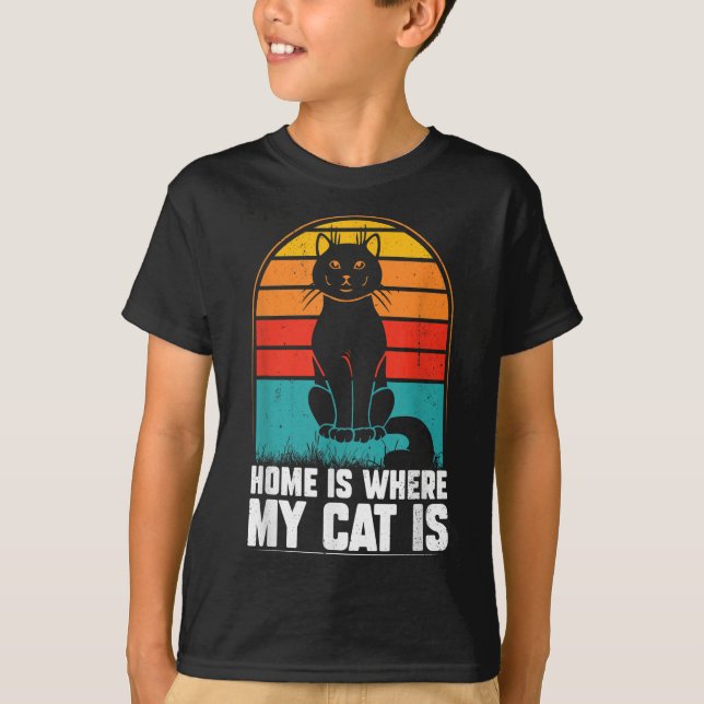 Hemmet är där min katt är rolig... t shirt (Framsida)