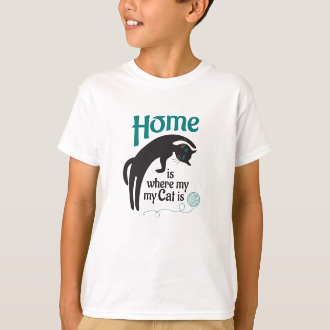 Hemmet är där min katt är t shirt (Framsida)