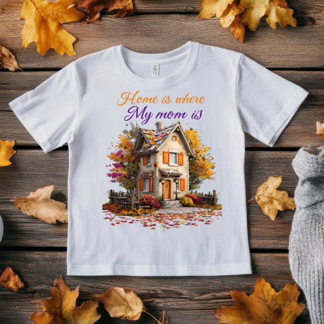 Hemmet är där min mamma är_minimalistisk höst-cita t shirt (Skapare uppladdad)