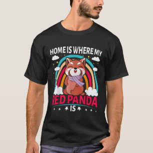 Hemmet är där min röda panda är Kawaii Red Panda T Shirt