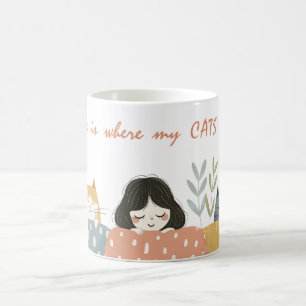 Hemmet är där mitt CATS är Cute Cat Mamma Kaffemugg